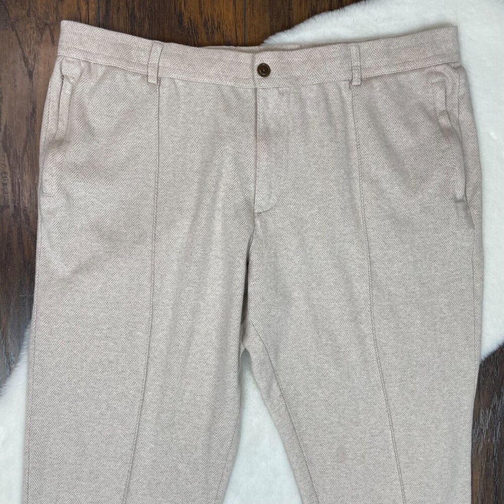 Lands' End Pants XXL Tapered Ankle Cream Beige Herringbone Stretch Knit Women's - Picture 2 of 11